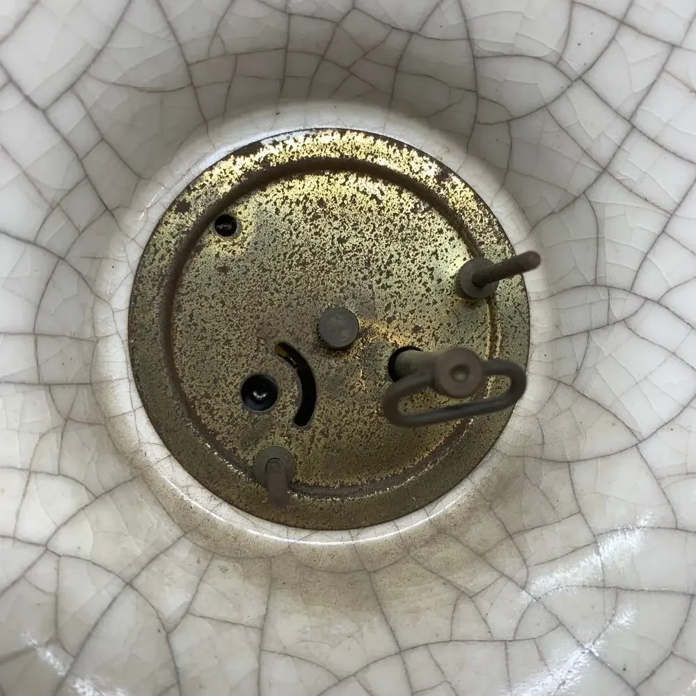Vintage Art Deco Style Mantel Clock Ceramic Gold Crazed Glaze Parts Repair
